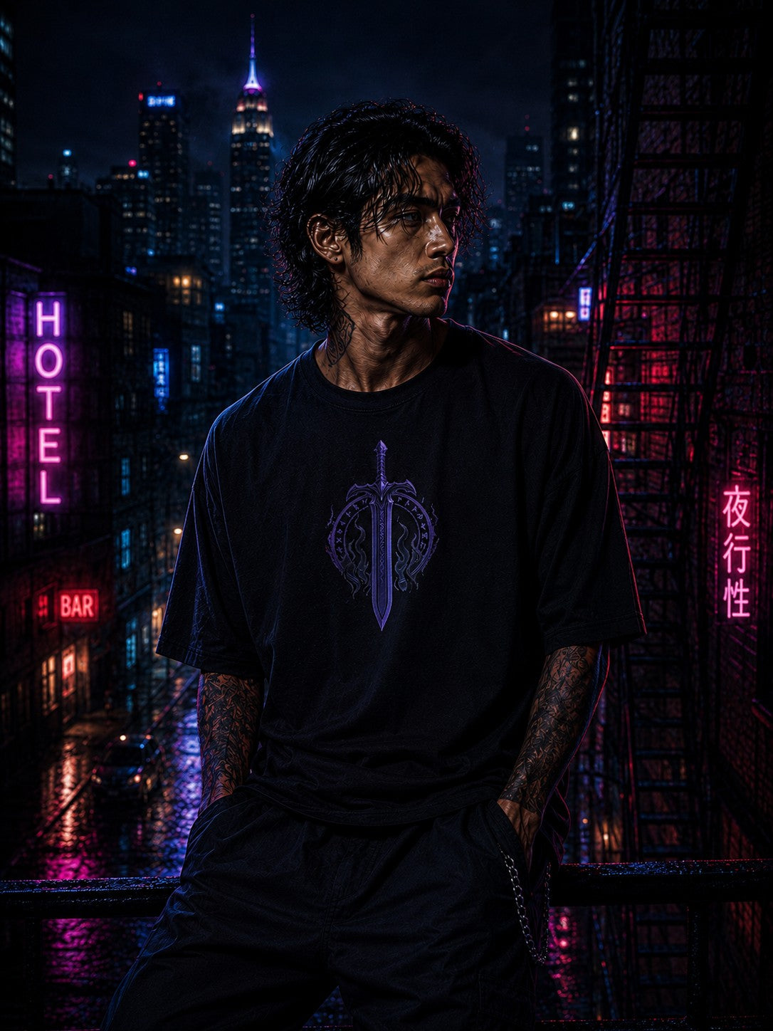 Shadow Hunter Tee • Oversized Shirt • Original Anime Art